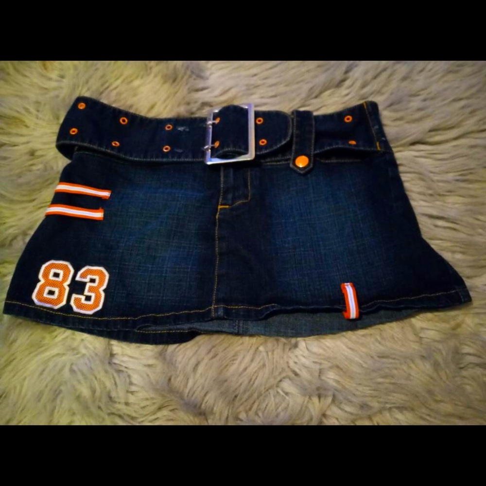 Gasoline denim skirt w/matching belt, size 7, EUC